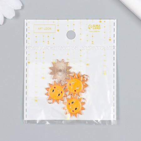 Decor for creativity metal, enamel "Funny Sun" yellow-orange 2.2x2 cm-4