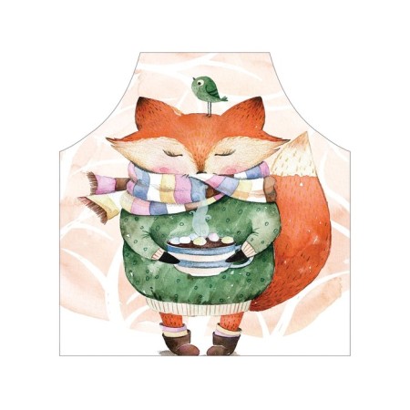Apron of the kitchen with a “fox warms” photo print, adjustable, size OS-2