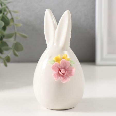 Souvenir Ceramics "Bunny Puffy Puff with a bouquet" 6.6x6.3x11.9 cm-3