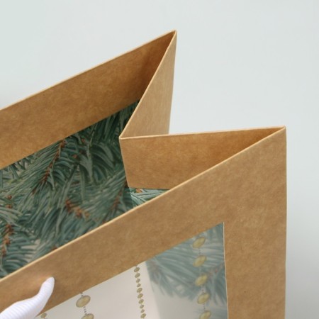 Craft package with a plastic window "Happiness", 31 x 26 x 11 cm, New Year-3