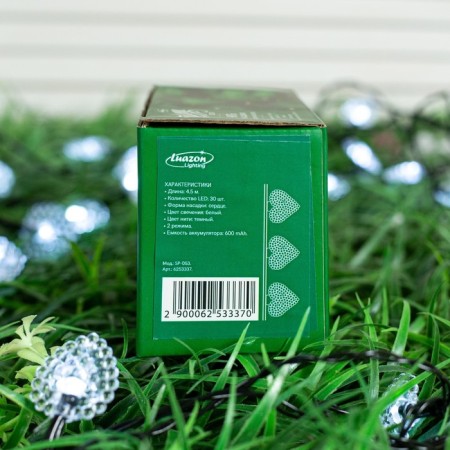 Garland “thread” 4.5 m with nozzles “heart”, IP44, dark thread, 30 LED, white glow, 2 modes, solar battery-8