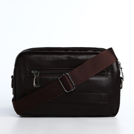 Male bag over the shoulder, artificial leather, brown color-2