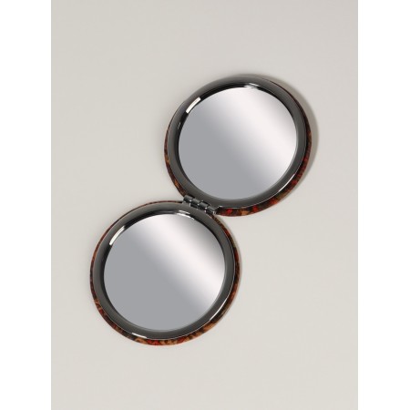 Mirror folding "Ornament", D = 7.2 cm, with an increase, brown/orange color-4