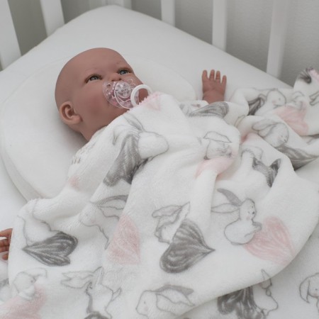 Bunnies and hearts blanket, size 150x200 cm-1