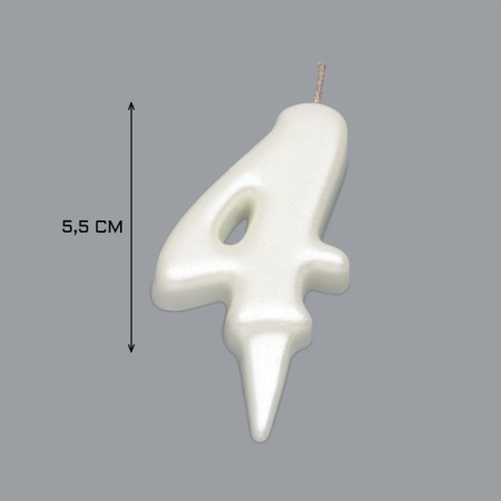 Candle for Cake "Oval" Number "4", large, pearl, 5.5 cm-2