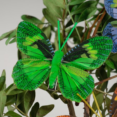 A butterfly for decor and floristry, on a clothespin, plastic, mix, 1 pc., 8 cm-2