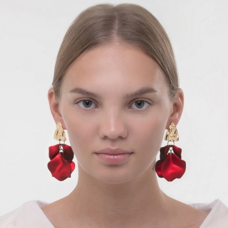 Earrings Assorted "Wind" crumpled triangles, the color of the red-gold-2
