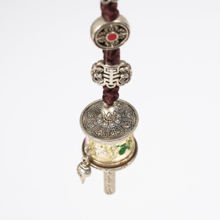 Suspension Metal "Prayer Wheel Nine Bagua palaces" silver 3x2.5x20 cm-3