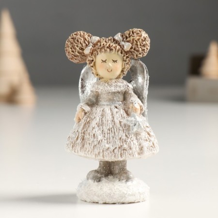 Polystone souvenir "Baby-angel with tails, with heart/star" silver mix 4x5x9 cm-1