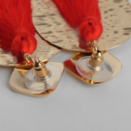 Earrings Assorted Hindi's Hands, burgundy color in gold, l brush 6.5 cm-1