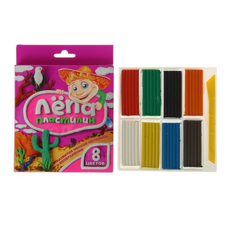 Globus plasticine "LOPA", 8 colors, 160 g