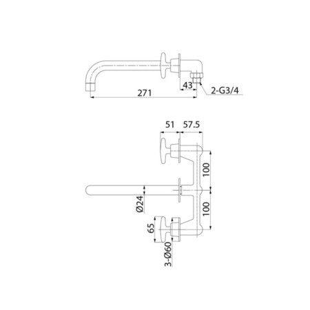 Mixer for the IDDIS AcROS ACRSB00I65 sink, two -wound, built -in, chrome-2