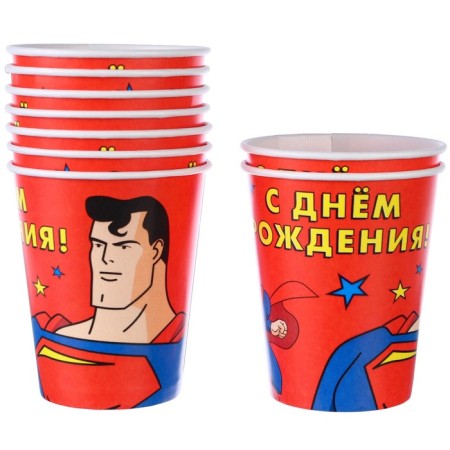 A set of paper utensils, for 6 people "Happy Birthday", superheroes-5