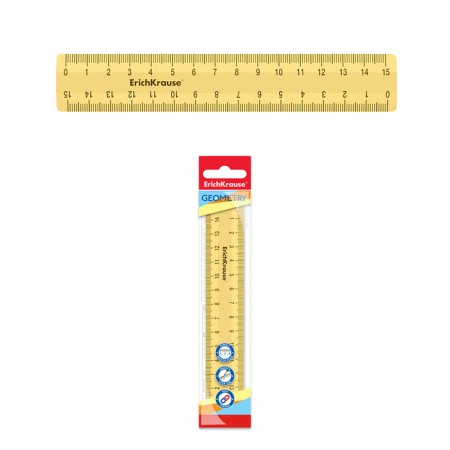 Line 15 cm Erichkrause "Iris", plastic, bilateral scale, opaque, yellow, euro suspension