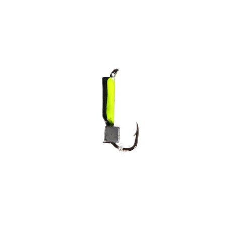 Mormyshka column black, lime abdomen + cube silver 0.3 g-1