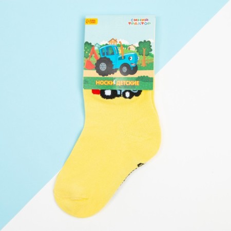 Socks for the boy "Blue Tractor", 14-16 cm, yellow color-2