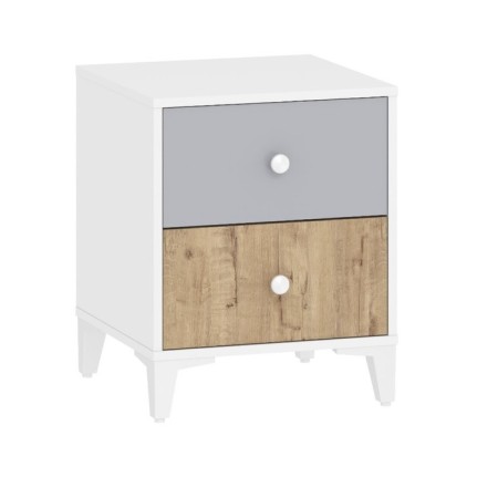 Bedside table, 446x452x562, oak bunratti/gray/white