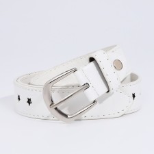 Children's belt, width 2.3 cm, screw, buckle metal, white color