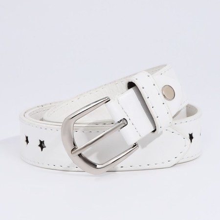 Children's belt, width 2.3 cm, screw, buckle metal, white color
