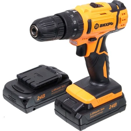 Drill-shuruvret "WHRAR" DA-24L-2KU, shock, 24 V, 2x2 Ah, Li-Ion, 40 nm, BZP, case
