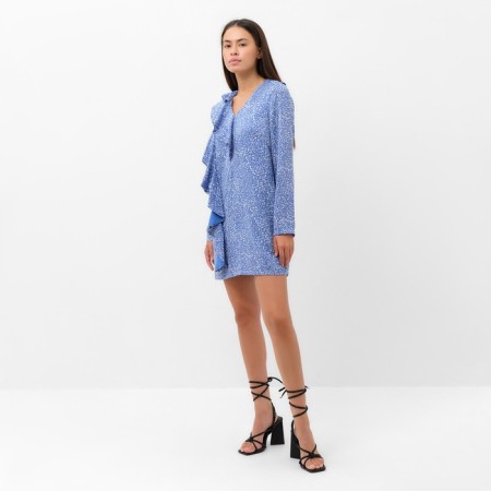 Women's dress with a shutherin mist, size 46, blue-4