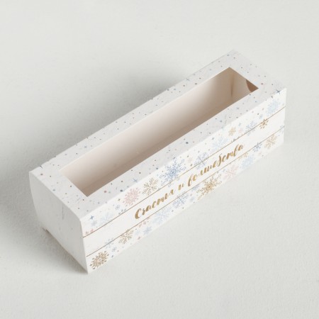Box for Makarun "Snowflakes", 18 x 5.5 x 5.5 cm, New Year