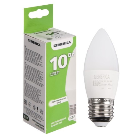 LED LED Generica C35, 10 W, candle, 4000 K, E27, 230 V, LL-C35-10-230-40-E27-G