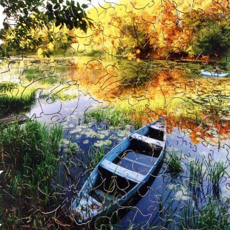 Figure puzzle “Boat on the Autumn River”, 110 parts, 28.8 × 20.2 cm-1