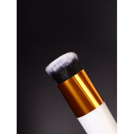 Brush d/makeup mini 10*3.5cm nylon/plastic white/gold bag QF-3