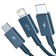 Cable 3 in 1 Baseus, 5 A, MicroUSB/Type -C/Lightning - USB, 1.5 m, Blue