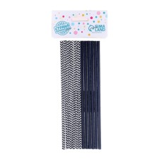 Assorted cocktail tubes, set 12 pcs., Black color