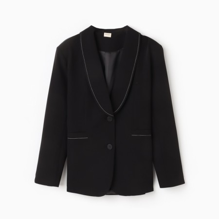 Women's jacket with a stamping minku: classic color black size 50-6