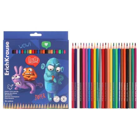 Pencils 24 Colors Erichkrause "Jolly Friends" Plastic, hexagonal, euro suspension-1
