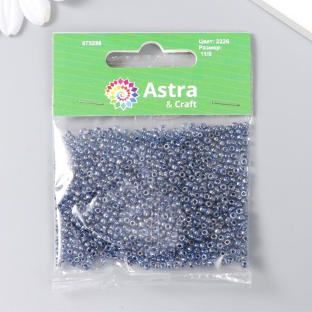 Beads "Astra" 11/0, 20 g (2226 blue/transparent with a color center, glossy)-2