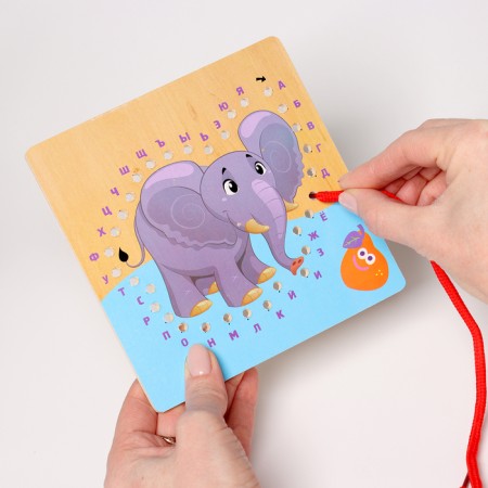 Lacing Elephant "Learn Alphabet" 14.5 × 14.5 × 0.5 cm-1