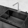 Kitchen sink "RMS" MR-5843BL, mortise, thickness 3.0 and 1 mm, basket, dispenser, graphite