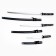 Suv. Product Katana 3V1 on a stand, scabbard wood, black gloss 54/81/100cm, hilt mix