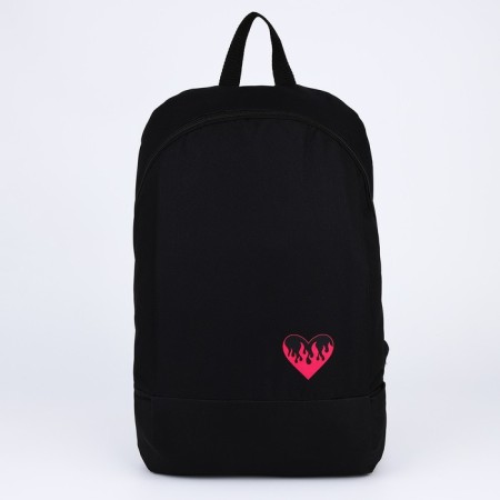 School textile “heart”, 46x30x10 cm, vertical pocket, black color-1