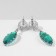 Earrings with rhinestones "Eden" almonds, white-green color in silver