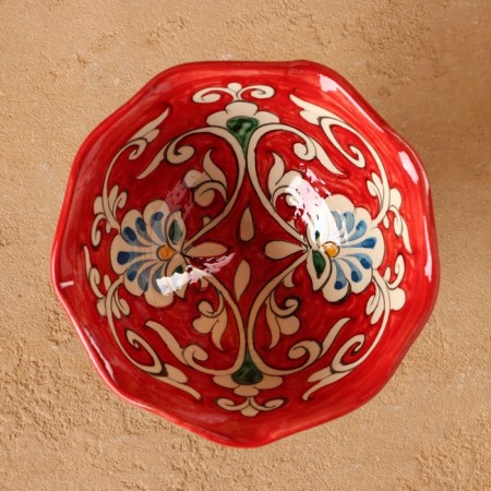Candy of Rishtan ceramics "Flowers", red 12 cm,-2