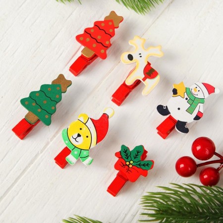 New Year's clothespins "New Year's miracles", set 6 5 × 3.5 cm-2