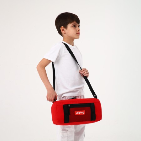 Sports bag with lightning, external pocket, red color-5