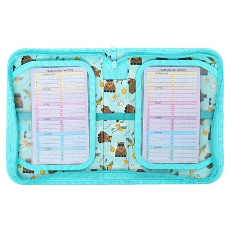 Penal 1 section, 140 x 200 x 40 mm, 2 folding strips, fabric, Hatber "Really steep capibar" NPK_74281-3