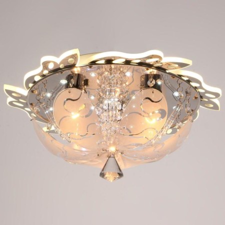 Economic light chandelier with PDU 33101/3 3x40W E27, LED backlight, chrome, 40x40x19 cm