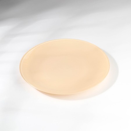Ivory plate, glass, d = 21 cm, beige color