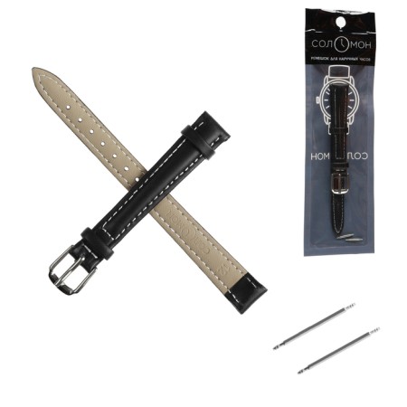 Solomon watch strap 12 mm, genuine leather, L-20 cm, black-3