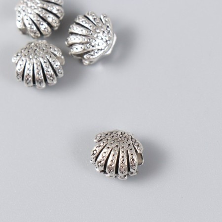 Bead for creativity Metal "Sea shell" silver 1.1x0.9 cm-1