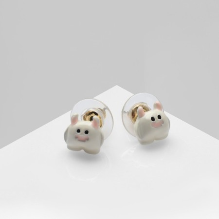 Earms with enamel "Montrustics" Yeti, white color