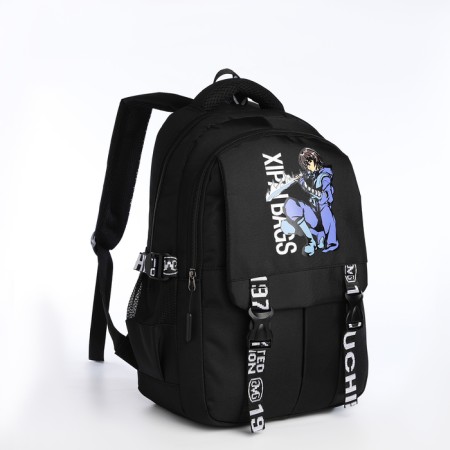 School backpack on lightning, 5 pockets, black color-2