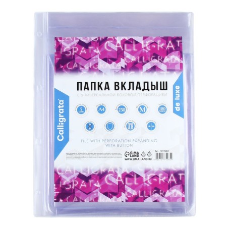 A4, 180 μm, calligrata, PVC, reinforced, reinforced, with extension and valve. matte, 5 pieces-2